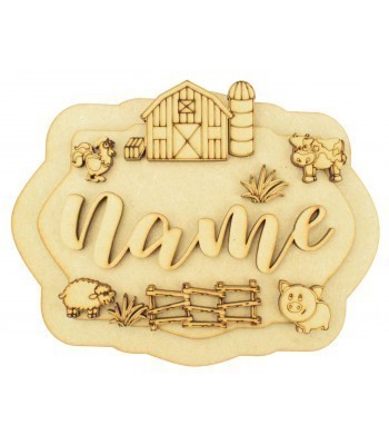 Laser Cut Personalised 3D Layered Rectangle Plaque - Farm Themed
